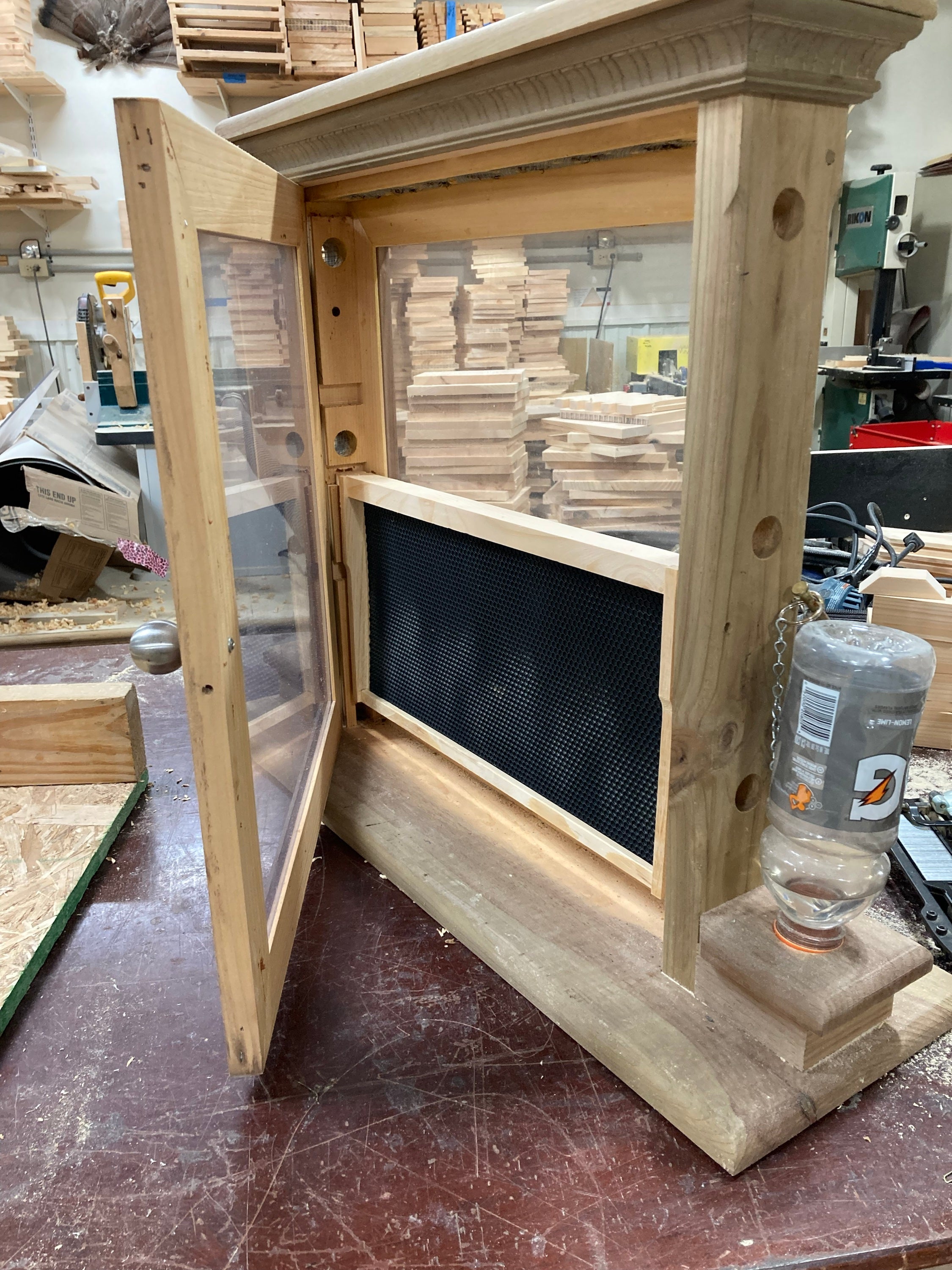 Observation Hive - double, side by side - setting on top of two 5 frame nucs. This is a large observation hive. It is on wheels. image 0