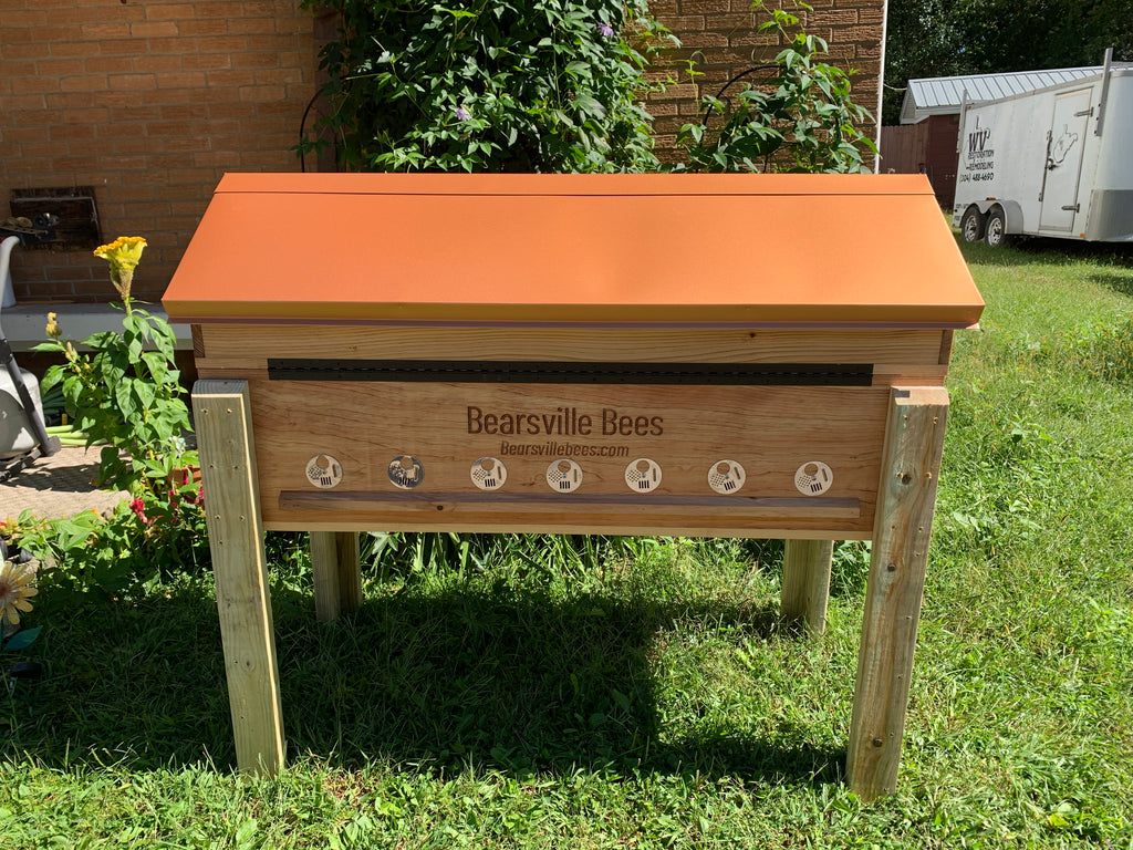 Bearsville Bees Insulated Long Langstroth Hive-Copper Penny Lid-Lift Assist