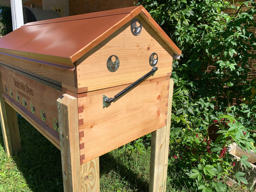 Bearsville Bees Insulated Long Langstroth Hive-Copper Penny Lid-Lift Assist