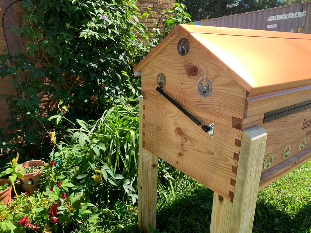 Bearsville Bees Insulated Long Langstroth Hive-Copper Penny Lid-Lift Assist